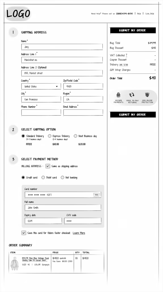 La maquette IH/M d’un site de eCommerce - modèles de vision